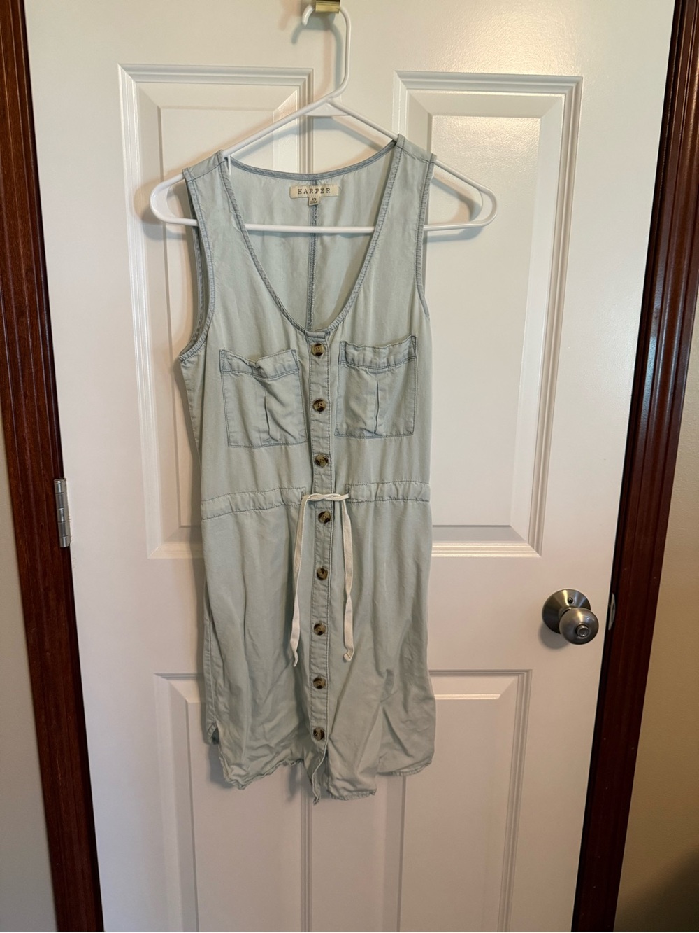 Harper chambray Button-Front Tank Dress